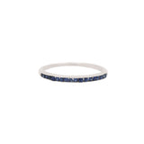 18K White Gold Natural Blue Sapphire Gemstone Band Ring