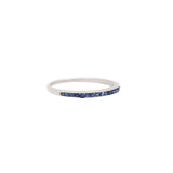 18K White Gold Natural Blue Sapphire Gemstone Band Ring