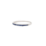 18K White Gold Natural Blue Sapphire Gemstone Band Ring