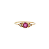 14K Yellow Gold Ruby & CZ Stone Ring