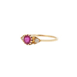 14K Yellow Gold Ruby & CZ Stone Ring