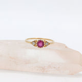 14K Yellow Gold Ruby & CZ Stone Ring