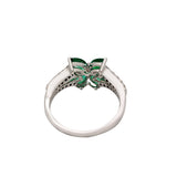 Flower Style Emerald & Diamond 14k Gold Ring