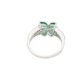 Flower Style Emerald & Diamond 14k Gold Ring