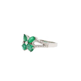 Flower Style Emerald & Diamond 14k Gold Ring