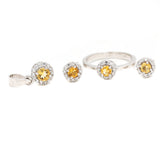 Citrine And CZ Stone Pendant Set