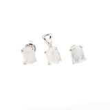 Prong Set Natural Moonstone Enegry Healing Gemstone Pendant Set