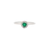 Round Emerald & Diamond 14K Gold Ring