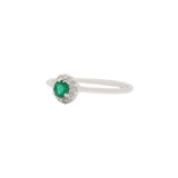 Round Emerald & Diamond 14K Gold Ring