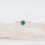 Round Emerald & Diamond 14K Gold Ring