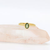 Oval Green Sapphire Gemstone Gold Ring