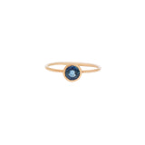 Natural Round Shaped Blue Sapphire Gemstone Gold Ring