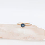 Natural Round Shaped Blue Sapphire Gemstone Gold Ring