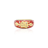 22K Gold Natural Polki Diamond Enamel Handmade Luxury Ring