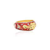 22K Gold Natural Polki Diamond Enamel Handmade Luxury Ring