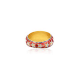 22K Gold Natural Polki Diamond Enamel Handmade Luxury Ring