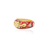 22K Gold Natural Polki Diamond Enamel Handmade Luxury Ring