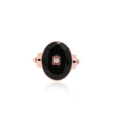 9K Rose Gold Black Onyx And Diamond Ring
