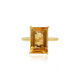18K Gold Natural Yellow Sapphire Rectangle Gemstone Ring