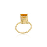 18K Gold Natural Yellow Sapphire Rectangle Gemstone Ring