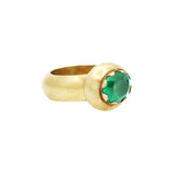Silver Matt Gold Polish Emerald Gemstone Ring