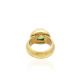 Silver Matt Gold Polish Emerald Gemstone Ring