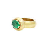 Silver Matt Gold Polish Emerald Gemstone Ring