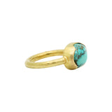 18K Yellow Gold Turquoise Oval Cut Gemstone Ring & Jewelry