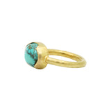 18K Yellow Gold Turquoise Oval Cut Gemstone Ring & Jewelry