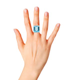 Elegant White Gold Natural Blue Topaz Gemstone And Diamond Ring For Womens