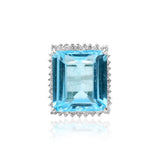 Elegant White Gold Natural Blue Topaz Gemstone And Diamond Ring For Womens