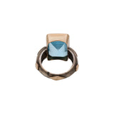 Classy Natural Blue Topaz Gemstone Gold And Silver Ring