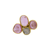 Natural Pink Sapphire Gemstone 18K Yellow Gold Healing Ring