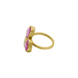 Natural Pink Sapphire Gemstone 18K Yellow Gold Healing Ring