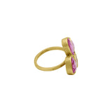 Natural Pink Sapphire Gemstone 18K Yellow Gold Healing Ring