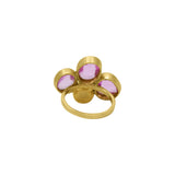 Natural Pink Sapphire Gemstone 18K Yellow Gold Healing Ring
