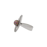 18K White Gold Multi Sapphire Gemstone & Diamond Ring