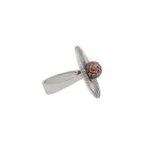 18K White Gold Multi Sapphire Gemstone & Diamond Ring