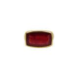 18K Yellow Gold Rectangle Shaped Natural Ruby Gemstone Ring For Mens And Womens