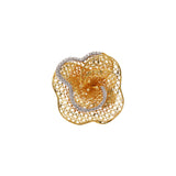 18K Yellow Gold Diamond Net Style Flower Shaped Ring