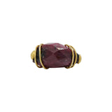 Wire Wrapped Ruby Gemstone 18K Yellow Gold Ring