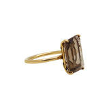 Natural Smoky Quartz Healing Gemstone 18k Yellow Gold Ring
