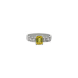 18K White Gold Yellow Sapphire Gemstone With Diamond Ring