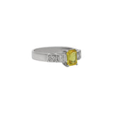 18K White Gold Yellow Sapphire Gemstone With Diamond Ring