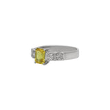 18K White Gold Yellow Sapphire Gemstone With Diamond Ring