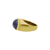 925 Silver And Gold Natural Blue Sapphire Gemstone Ring