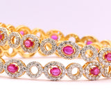 Yellow Gold Ruby Diamond Bangle Bracelet