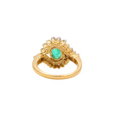 14 Carat Gold Natural Emerald Oval Cut Gemstone Diamond Ring