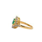 14 Carat Gold Natural Emerald Oval Cut Gemstone Diamond Ring