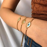 18K Gold Plated Adjustable Chain Zircon Evil Eye Bracelets